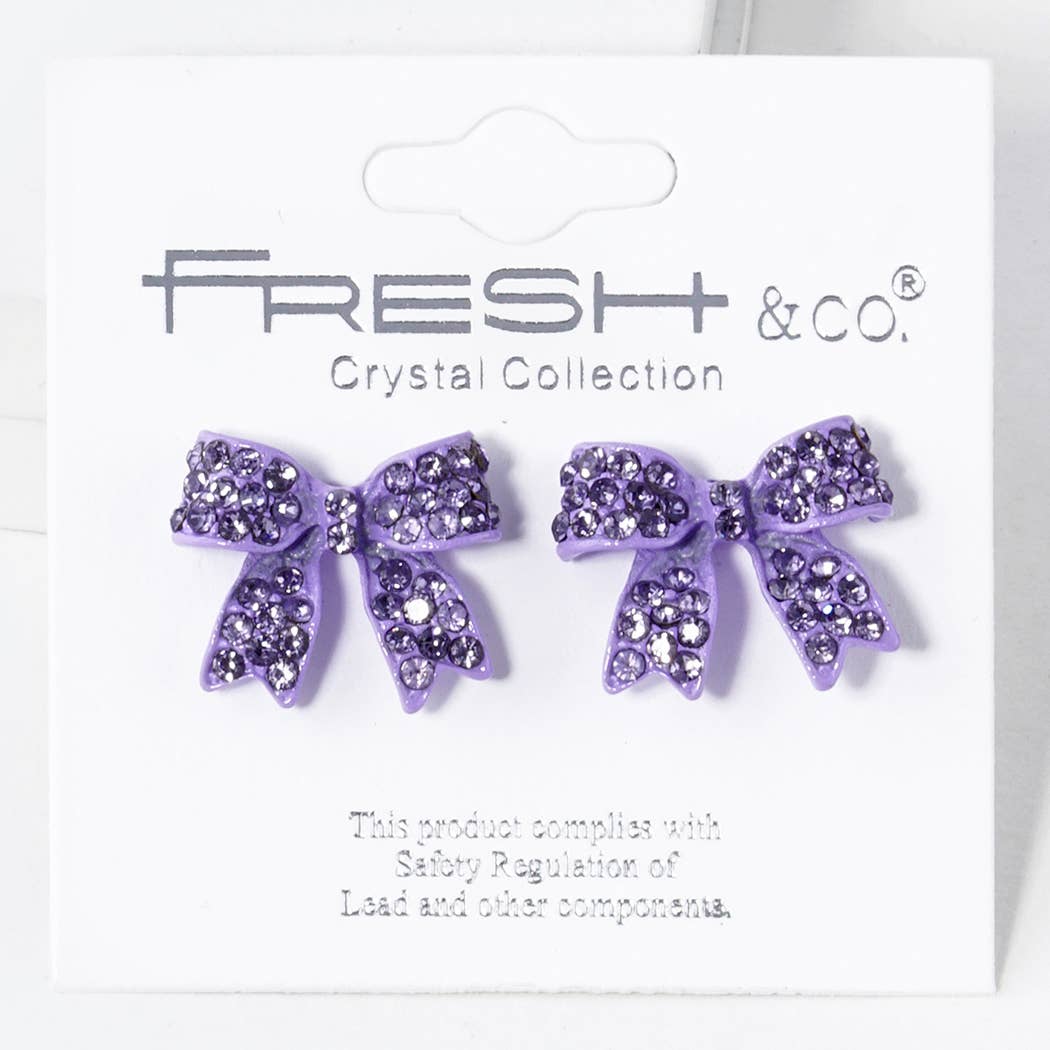 Fashion City - Wholesale Stud/Post Earrings - Rhinestone Bow Shape Post Earrings13