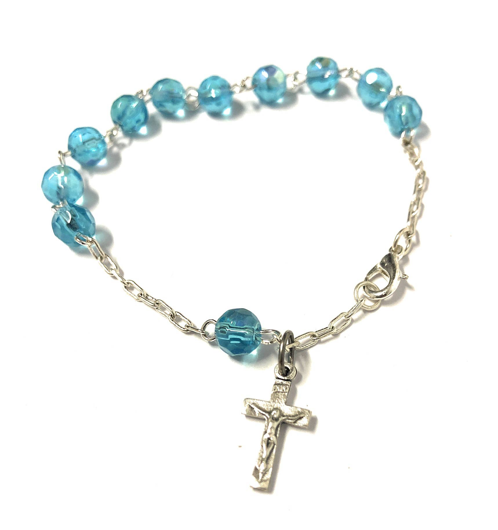 Costa Articoli Religiosi - Vendita all'ingrosso Bracciale con perline - Bracciale decina tipo cristallo acquamarina mm. 61