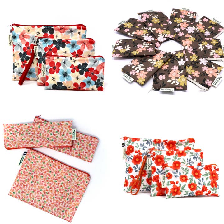 Floral Patterns Reusable Zipper Pouch Sets 02 Tree Flower for wholesale by MYSGREEN