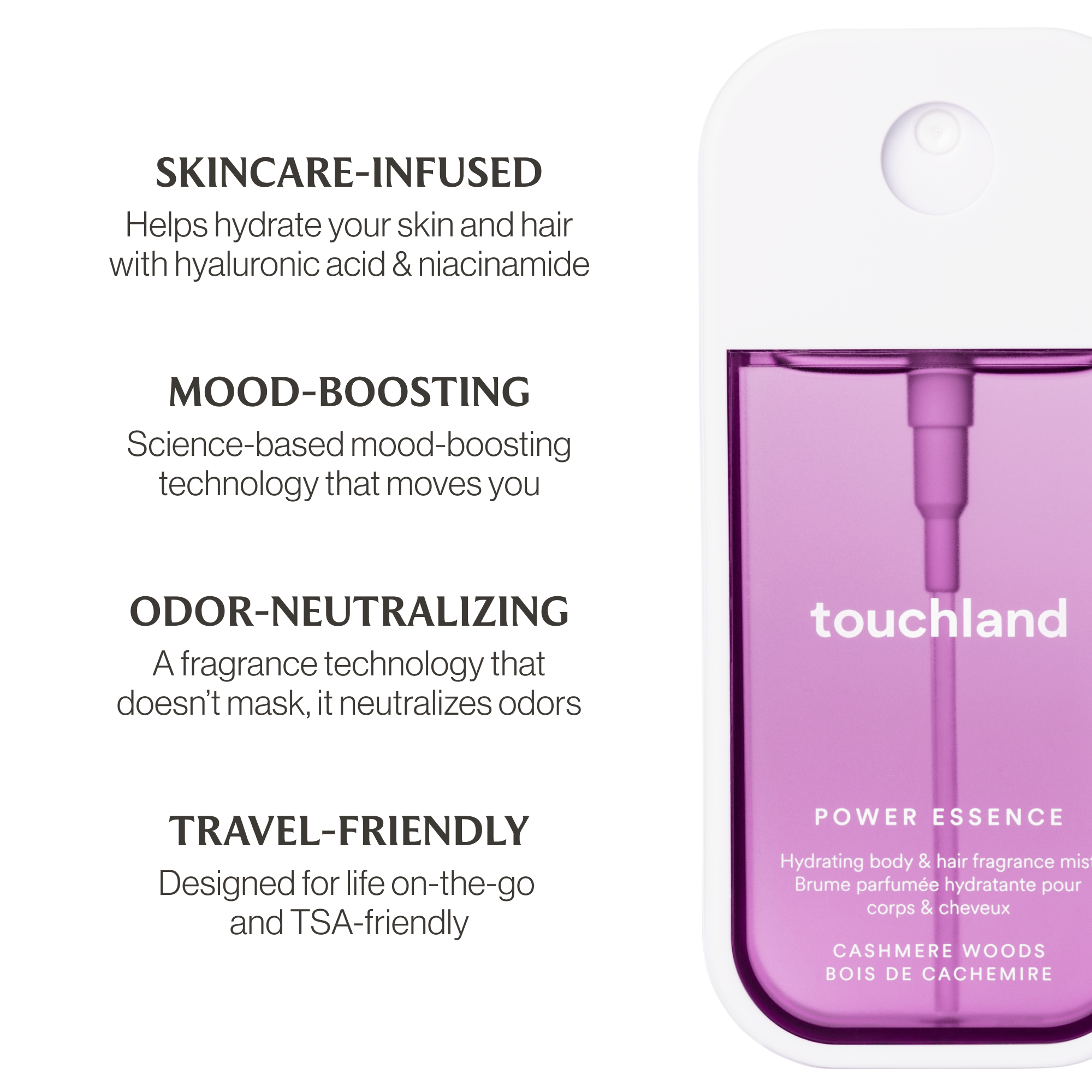 Touchland - Wholesale Perfume/Eau de Toilette - Cashmere Woods Power Essence Body & Hair Fragrance Mist3