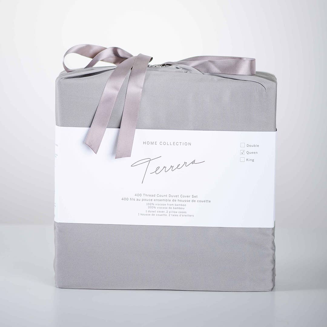 Terrera - Vente Parure de lit - Terrera - Parure de housse de couette en bambou 3 pièces uni14