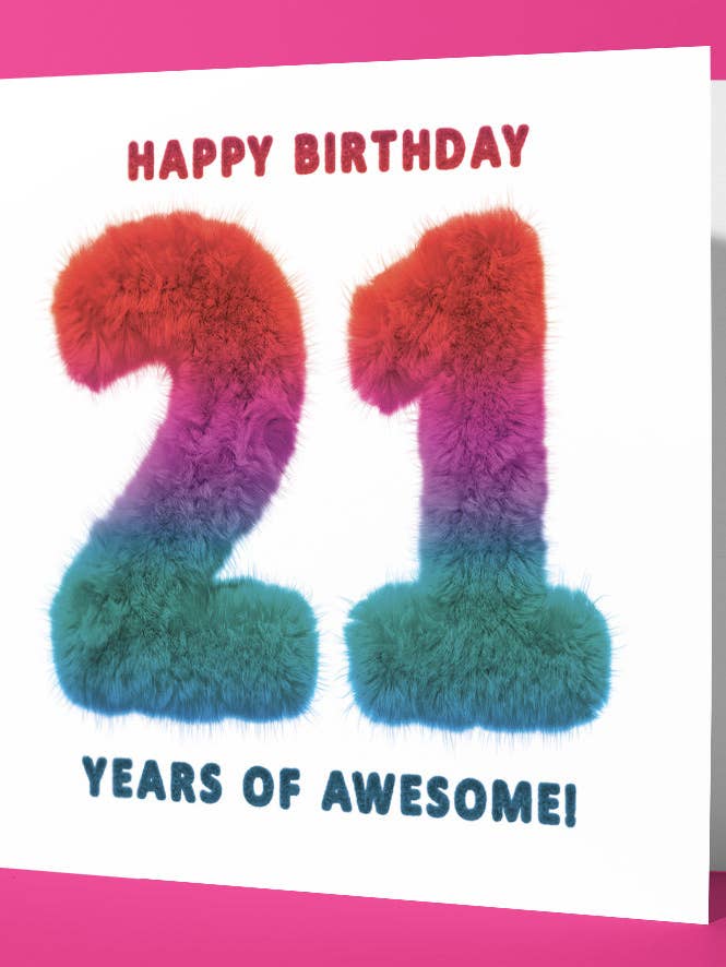21st Birthday Card. Happy Birthday 21 Years of Awesome! Milestone Birthday Card (Pack of 6) for wholesale by Sweary Card Lady