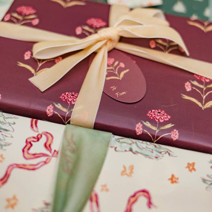 The Illustrated Life - Wholesale Flat Wrap - Zinnia Block Print Gift Wrap Sheets5