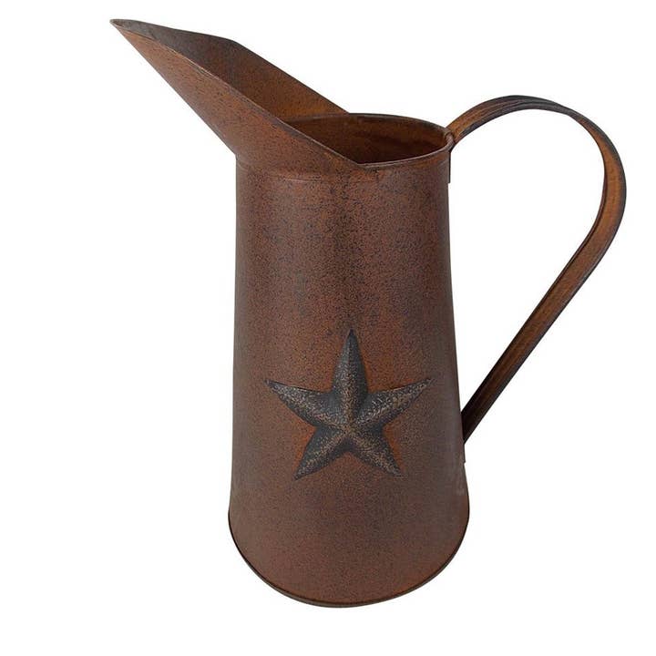 Tenn kanna med bifogad svart stjärna, Rustik - 11" Tall för wholesale av Birch Maison