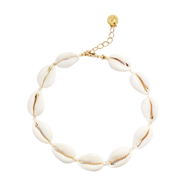 Mini Natural Shell Anklet on Colored Cord for wholesale by Adriana Pappas Designs