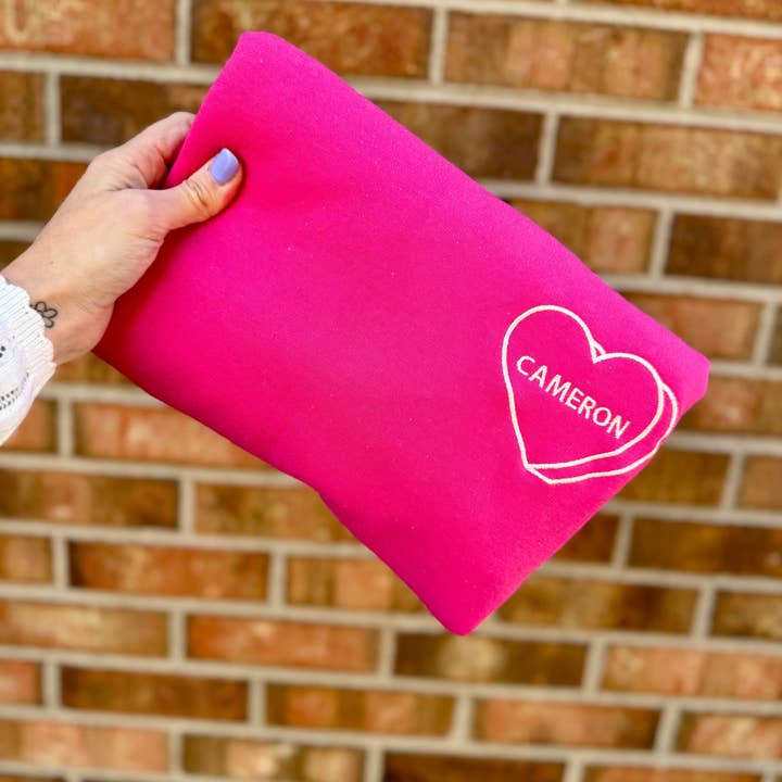 Personalized Conversation Heart Valentine’s Day Crewneck Sweatshirt | Custom Candy Heart Sweatshirt | Valentine Gift for Her | Cute Valentine Pullover for wholesale by Swain Co. Embroidery & Press