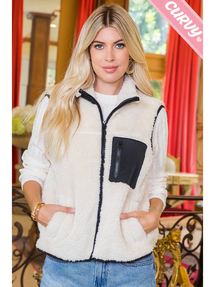 Sweet Lovely by Jen - Wholesale Outerwear Vest - Women's - SW459PL SHERPA VEST