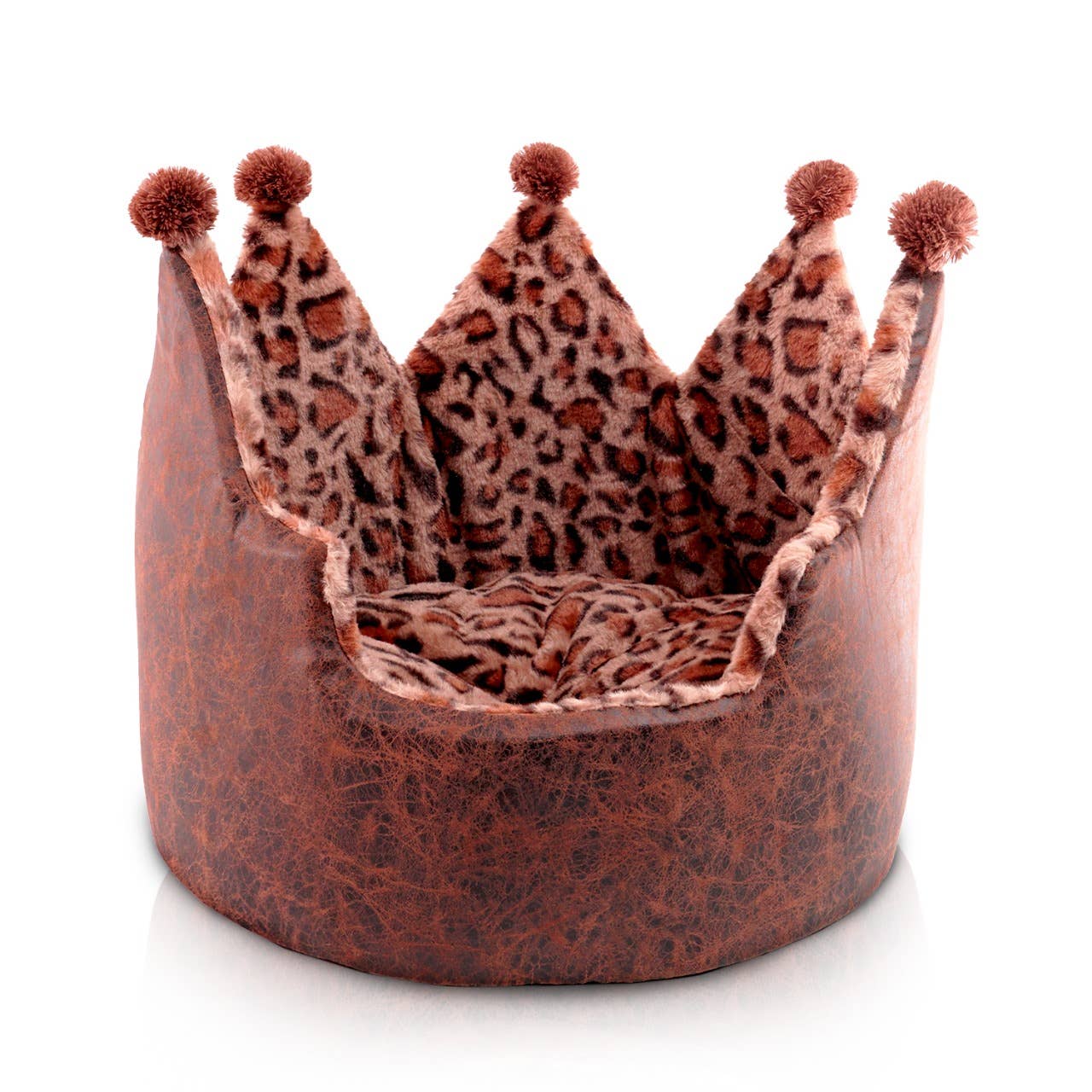 Precious Tails - Wholesale Pet Bed - Cat/Dog - Precious Tails Leopard Print Crown Pet Bed13