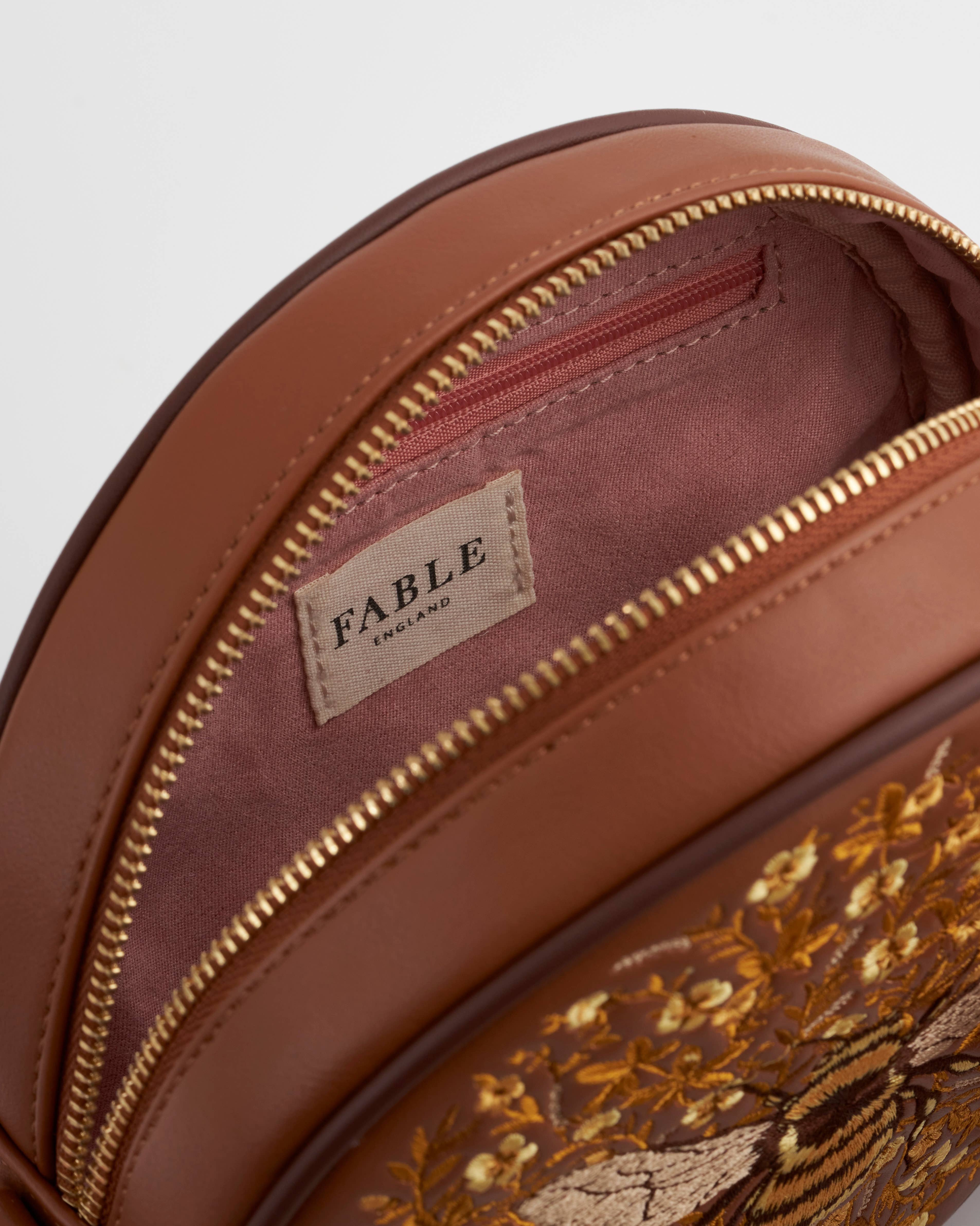 Fable England - Wholesale Crossbody bag – Women's - Bumble Bee Tan Circle Purse3