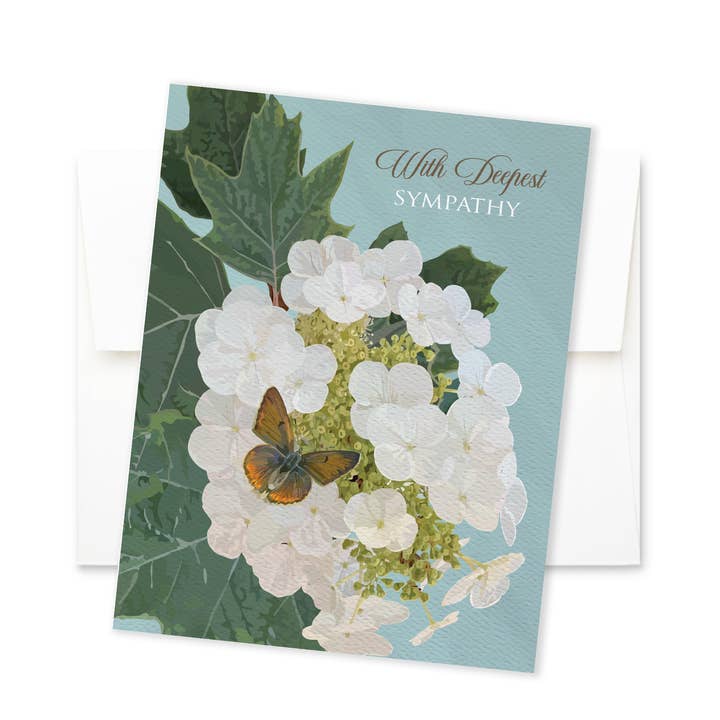 Sympathy Card Floral | Hydrangea, Butterfly Botanical for wholesale by The Red Barn Press