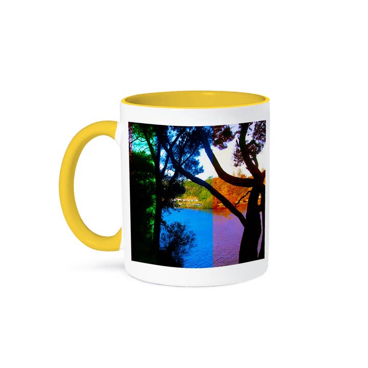 3dRose - Wholesale Coffee Mug - 3dRose, Trees In New Zealand Done in Vibrant Orange and Green With Purple ad Blue, Mug
