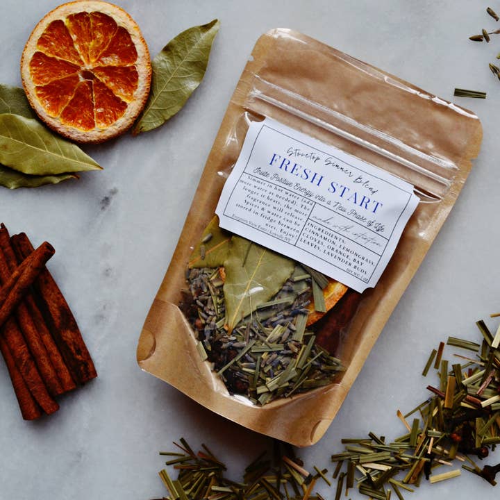 Simmer Pot Kit "Fresh Start" Stovetop Blend New Intentions for wholesale by Evergreen View Farm