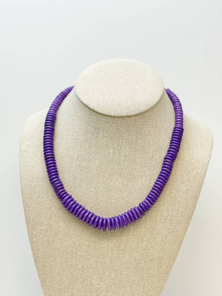 Western Purple Stone Disc Necklace for wholesale by Prep Obsessed Wholesale