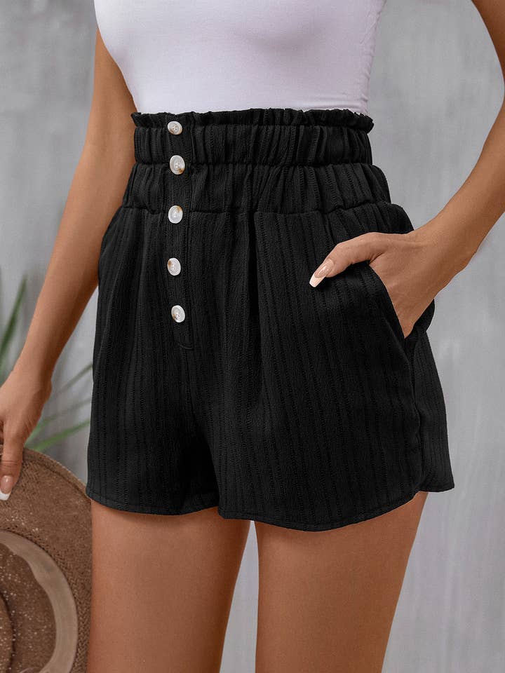 Black Pocketed High Waist Shorts for wholesale on Faire