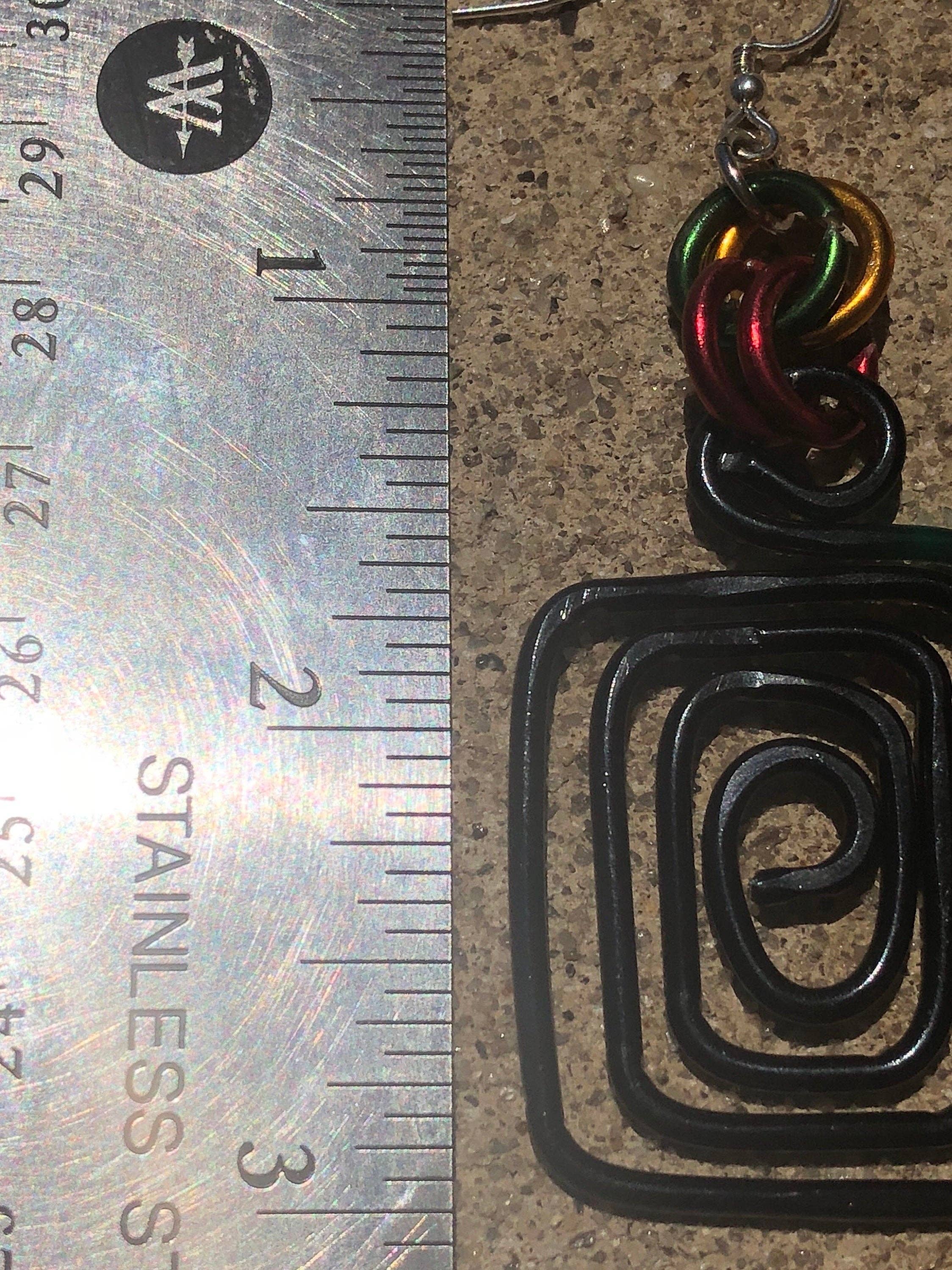 Jewelry With Me - Wholesale Dangle Earrings - Square Wakanda Inspired Earrings, Afrocentric Earrings, Black Red Green and Gold Earrings4