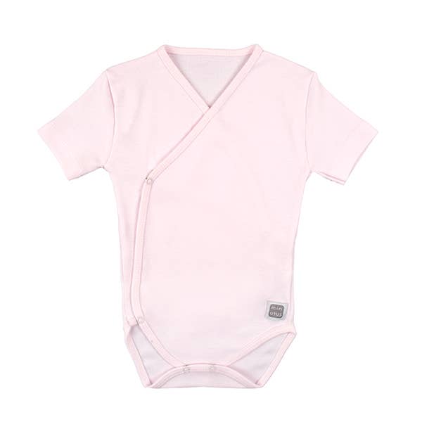 Body rose uni à manches courtes et entrecroisées 100 % coton pour la vente par Minutus