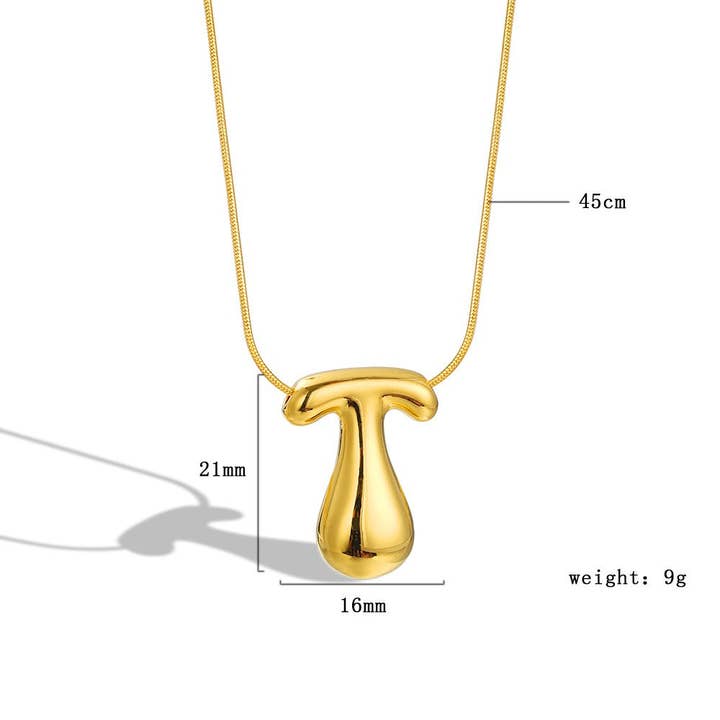 The Classy Cloth WS - Wholesale Pendant/Charm Necklace - Bubble Letter Initial Necklace - Gold RTS17