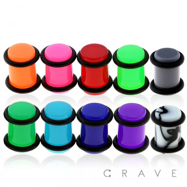 SOLID ACRYLIC NEON PLUG WITH DOUBLE O-RINGS for wholesale by CRAVE