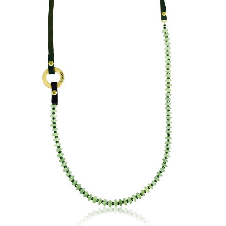 Serenity Necklace: Prehnite for Unconditional Love with Inhale - Exhale Reminder for wholesale by Gogh Jewelry Design