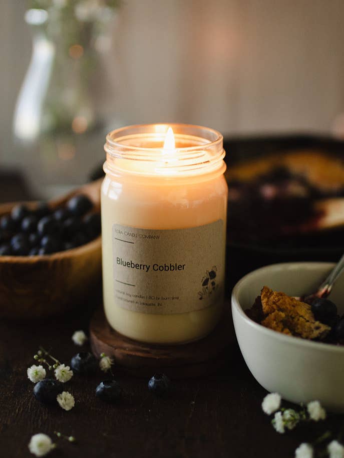 Blueberry Cobbler 12 oz Candle for wholesale by Flora Candle Company