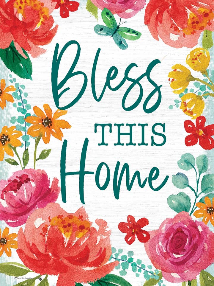 Blessed Floral-Flag by Tina Wenke - 12” x 18” for wholesale by Custom Decor