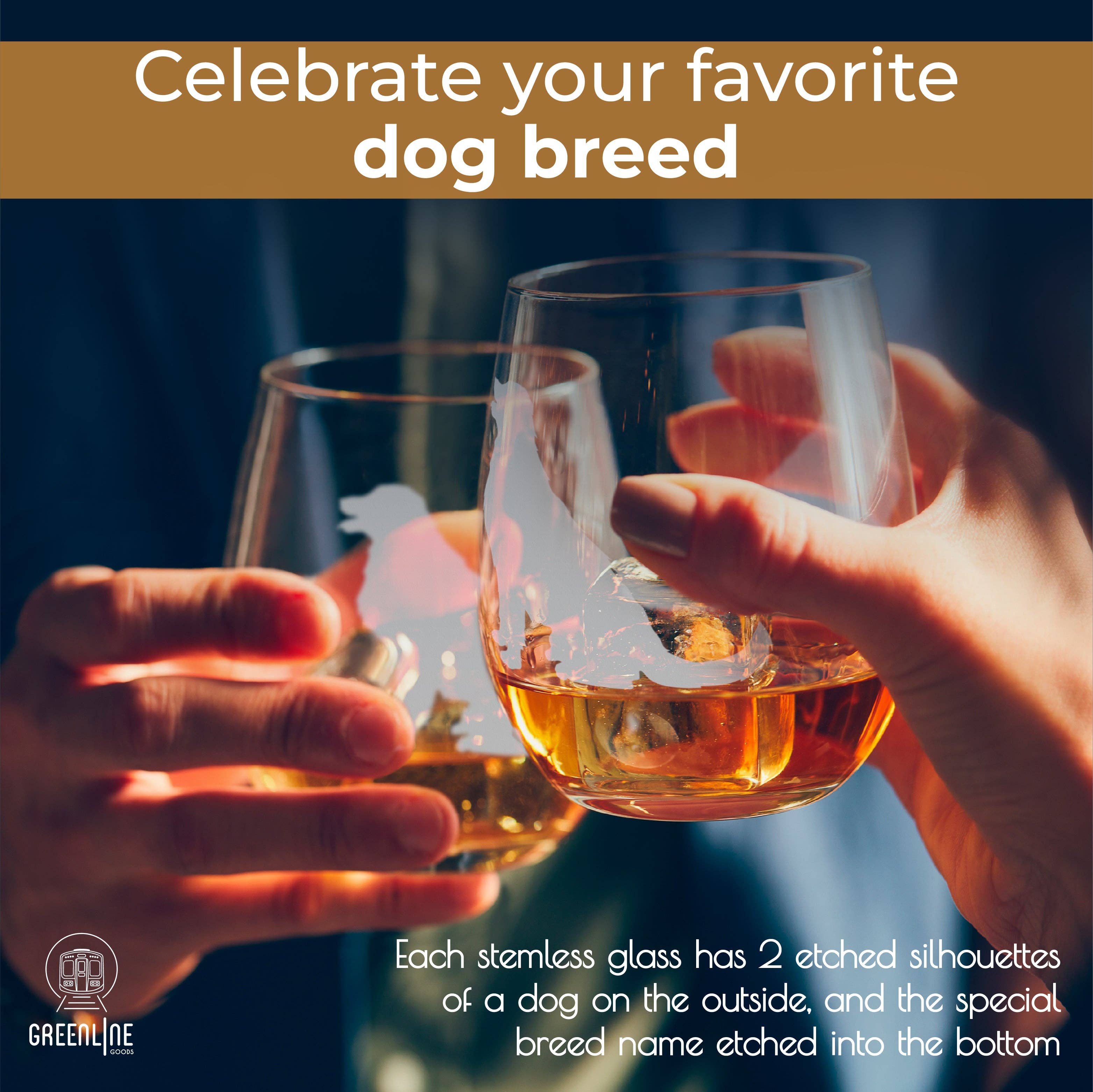 Greenline Goods - Wholesale Wine Glass - Golden Retriever Etched Stemless Wine Glasses1