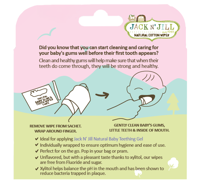 Jack N' Jill Kids & NFco - Vente Brosse à Dents - Enfant et bébé - Lingettes naturelles Jack N'Jill pour les gencives et les dents pour bébés, paquet de 251