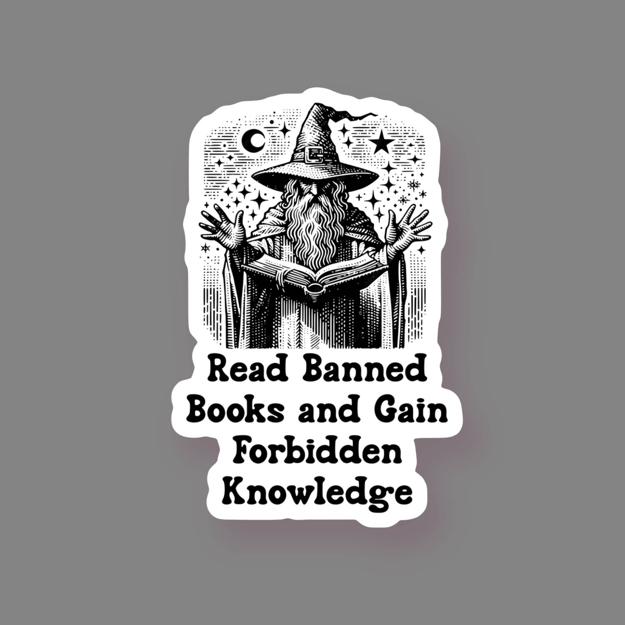 Ace the Pitmatian Co - Wholesale Sticker - Read Banned Books & Gain Forbidden Knowledge Sticker
