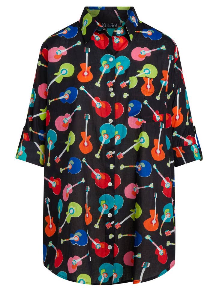 Black Guitars Boyfriend Shirt for wholesale by KikiSol