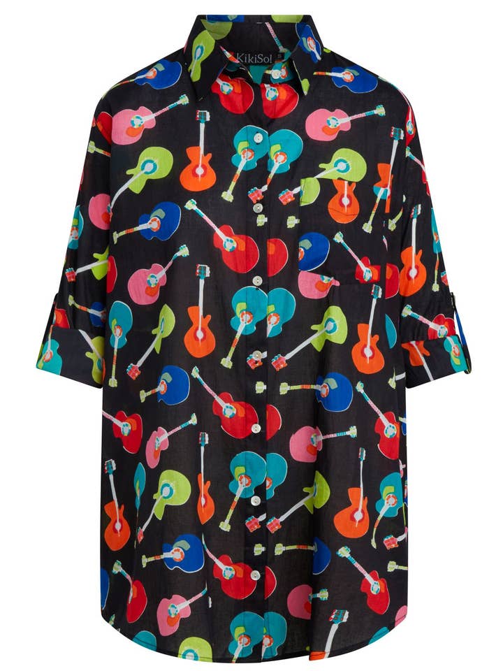 Black Guitars Boyfriend Shirt for wholesale by KikiSol