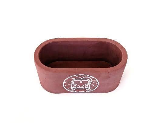 Wize Owl Concrete Candles & Designs - Wholesale Plant Pot - VW Bus Oval Red Concrete Succulent Inspirational Planter **Planter Only4