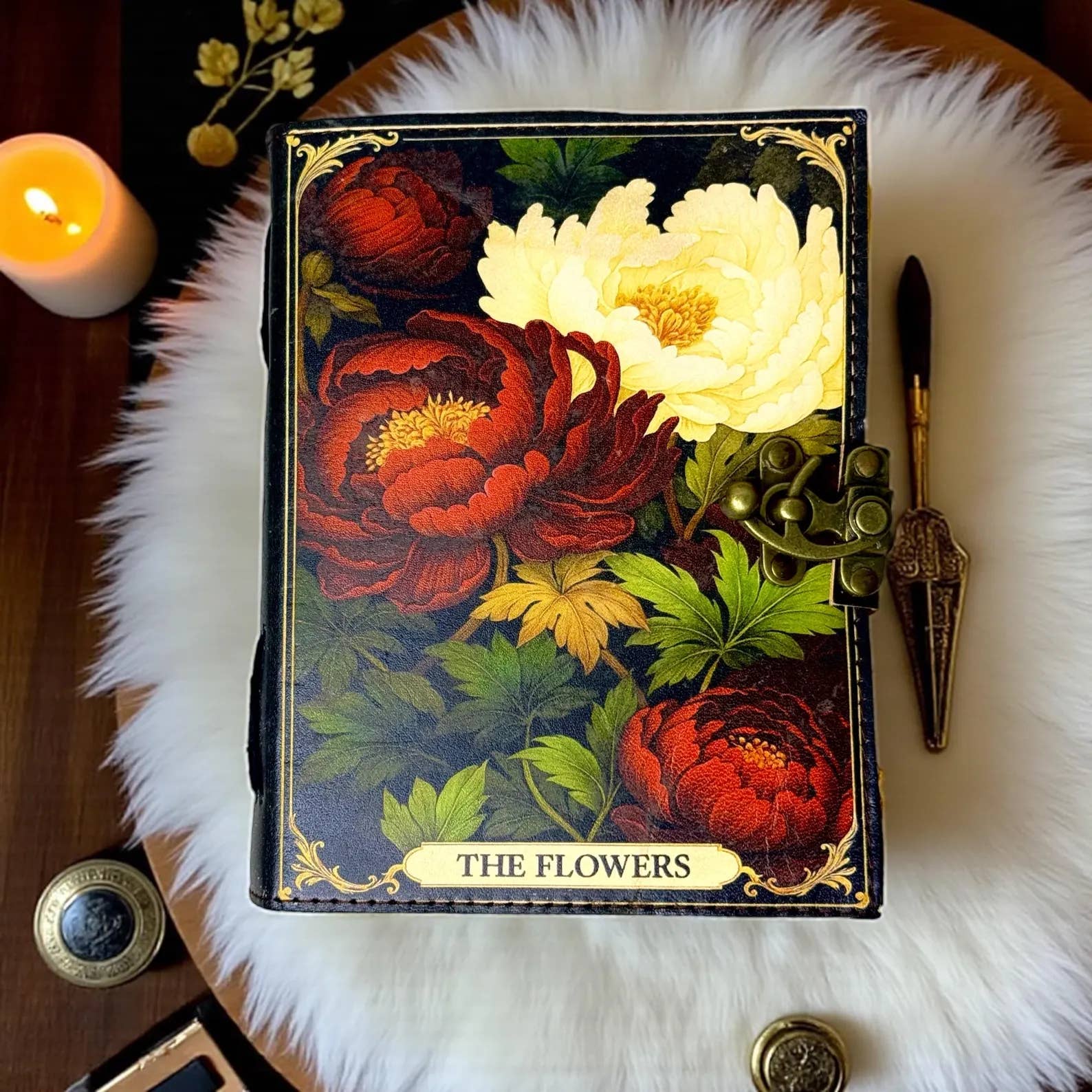 MNM HANDICRAFTS - Wholesale Journal/Diary - Personalized Floral Grimoire Journal – Handmade Leather Book