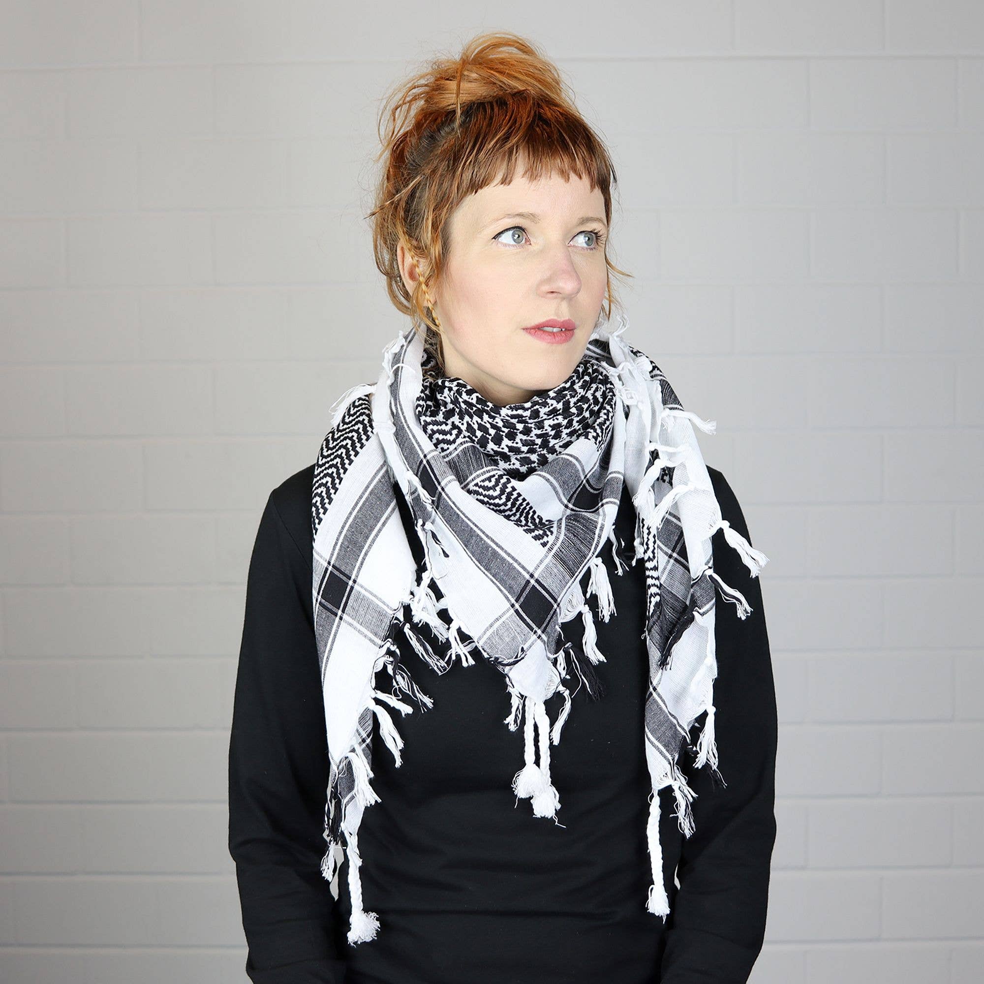 Tribal Trade GmbH - Wholesale Scarf - Unisex - Palituch - White - Black - Kufiya PLO towel6
