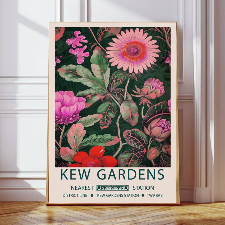 Botanical Kew Garden's Pink Art Print for wholesale by Kumo Art Prints