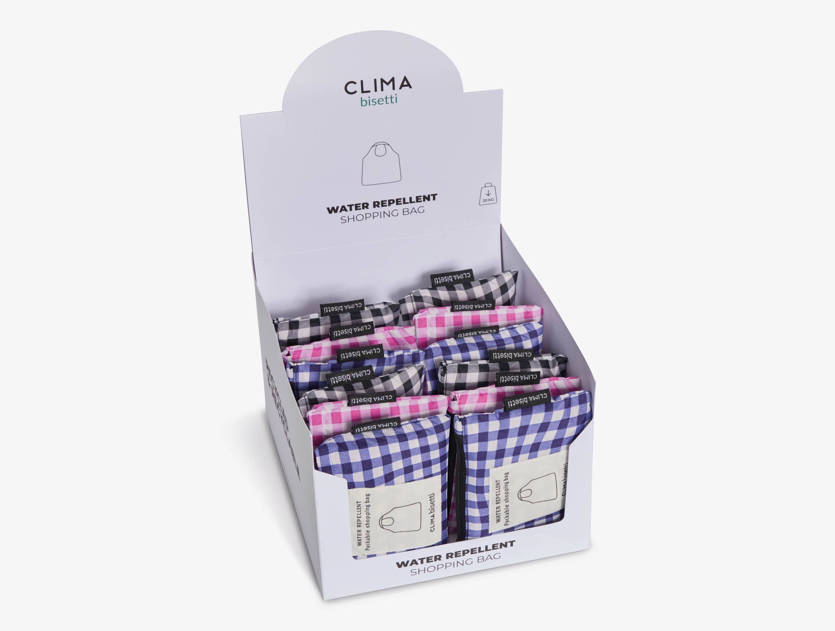 Clima Umbrellas - Wholesale Tote Bag - Women's - Waterproof "Vichy" Foldable Bag, Multipurpose, Lightweight 20kg4