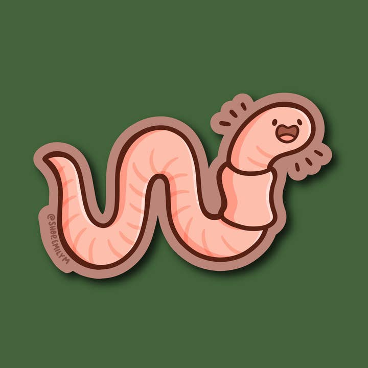 Worm Sticker for wholesale by Shop Emily M