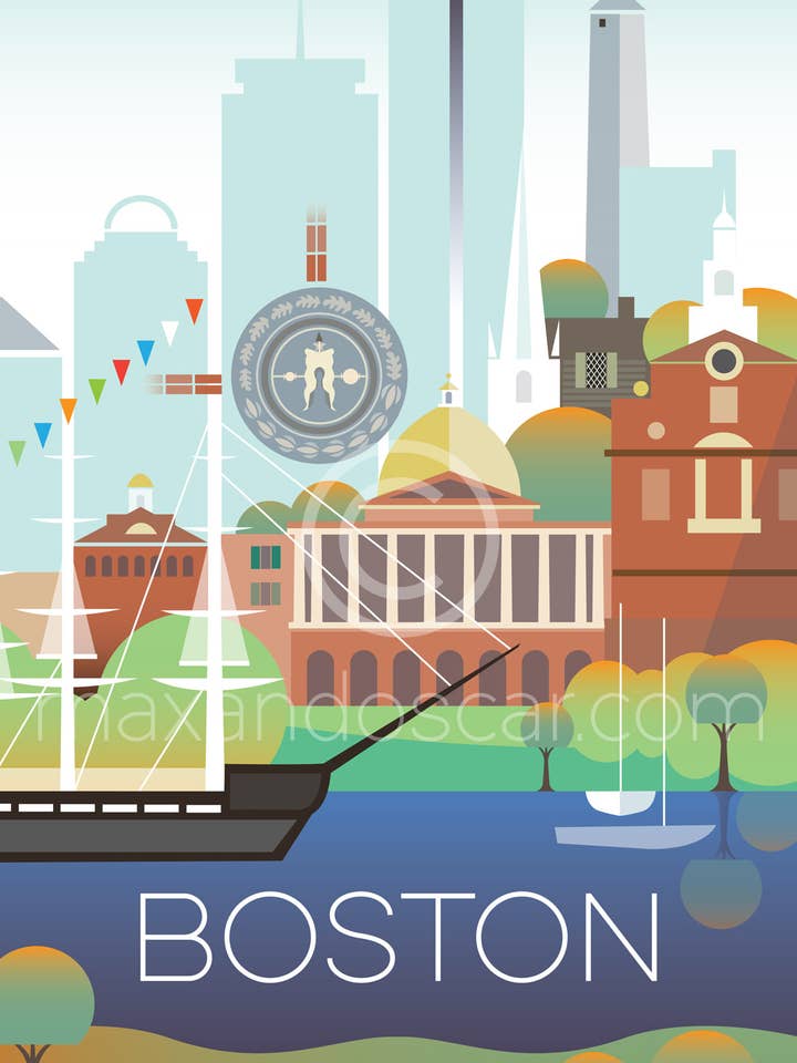 CARTOLINA DI BOSTON per la vendita all'ingrosso da parte di Max & Oscar