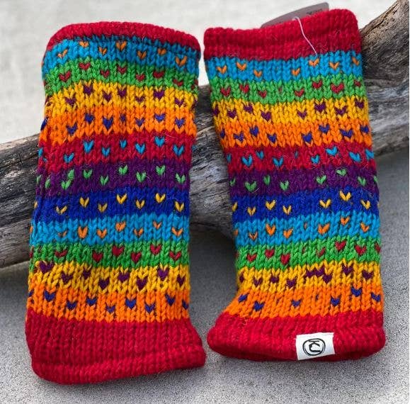 Lungta Imports – Engroshandel Handsker - Dame – Fingerløse, håndstrikkede uldhandsker med fleecefor - håndvarmer31