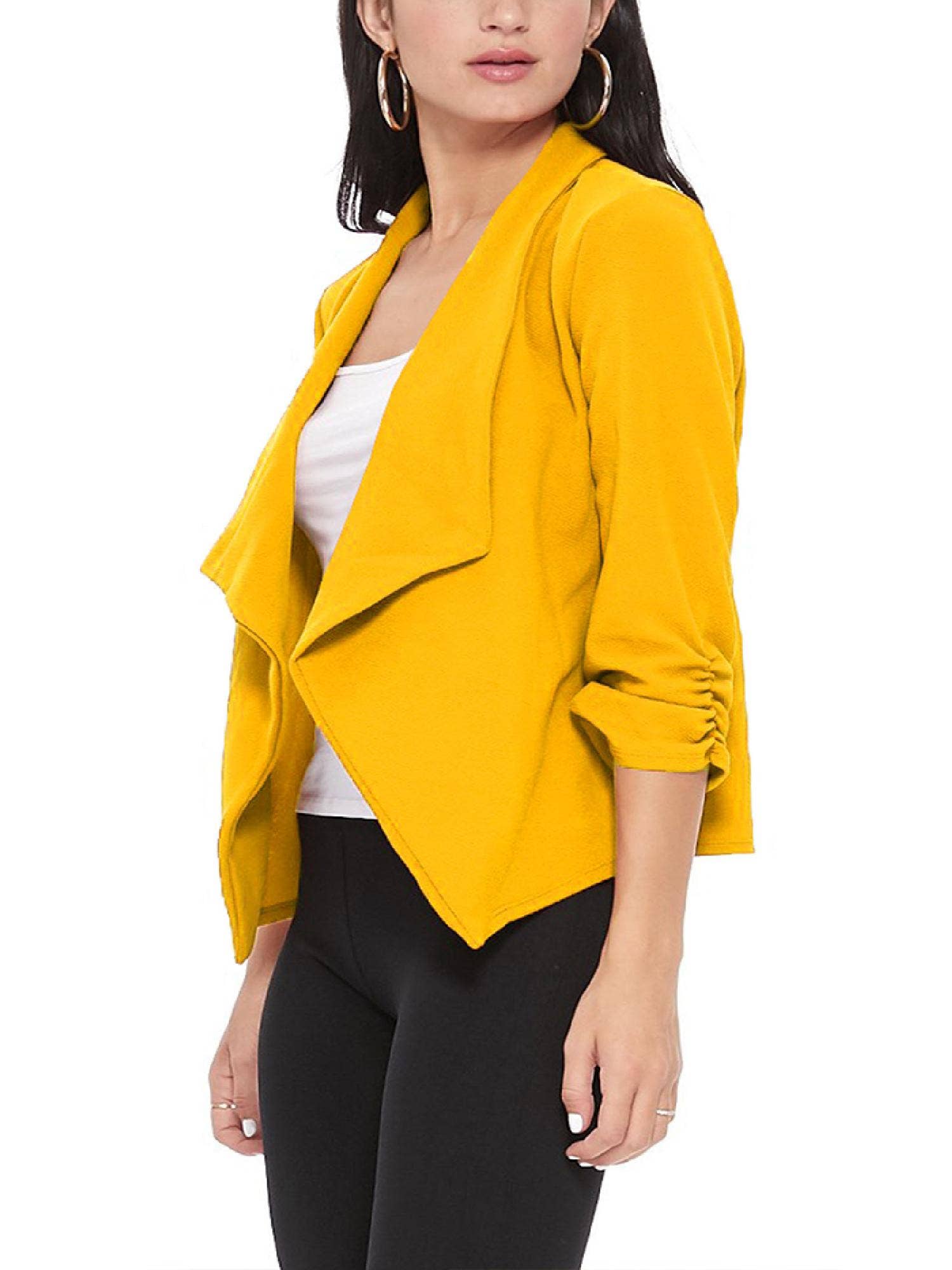 MOA COLLECTION - Wholesale Blazer - Women's - Casual Open Front Draped Solid Blazer Jacket37