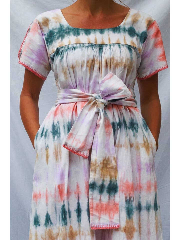 Arifah Studio – Kaftan - Mulher por atacado – Vestido Kaftan de Croché Mexicano - Tie Dye