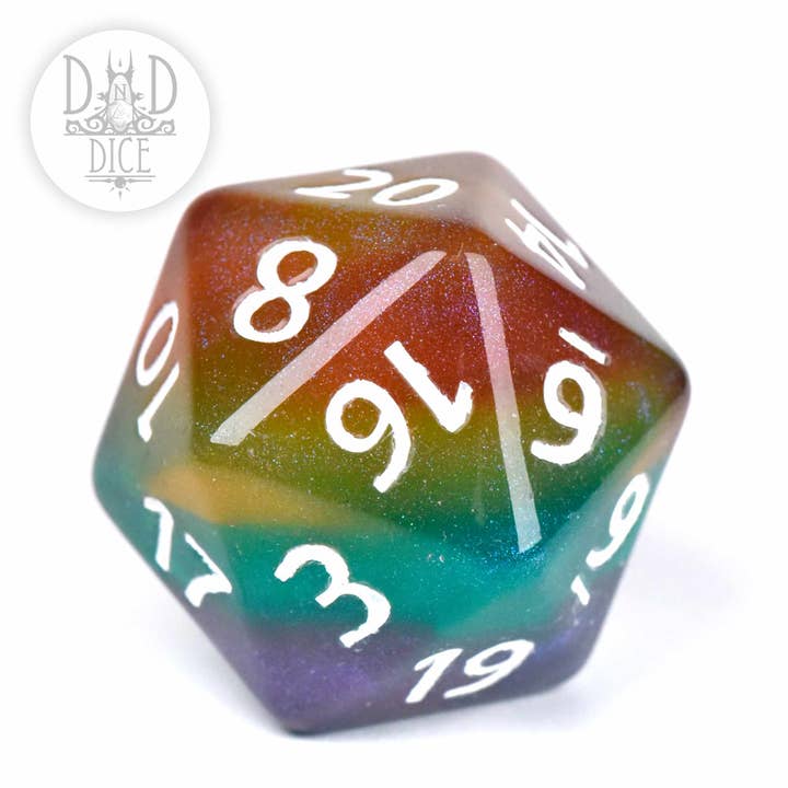 55 mm D20 - Arcobaleno glitterato per la vendita all'ingrosso da parte di DNDDICE.COM