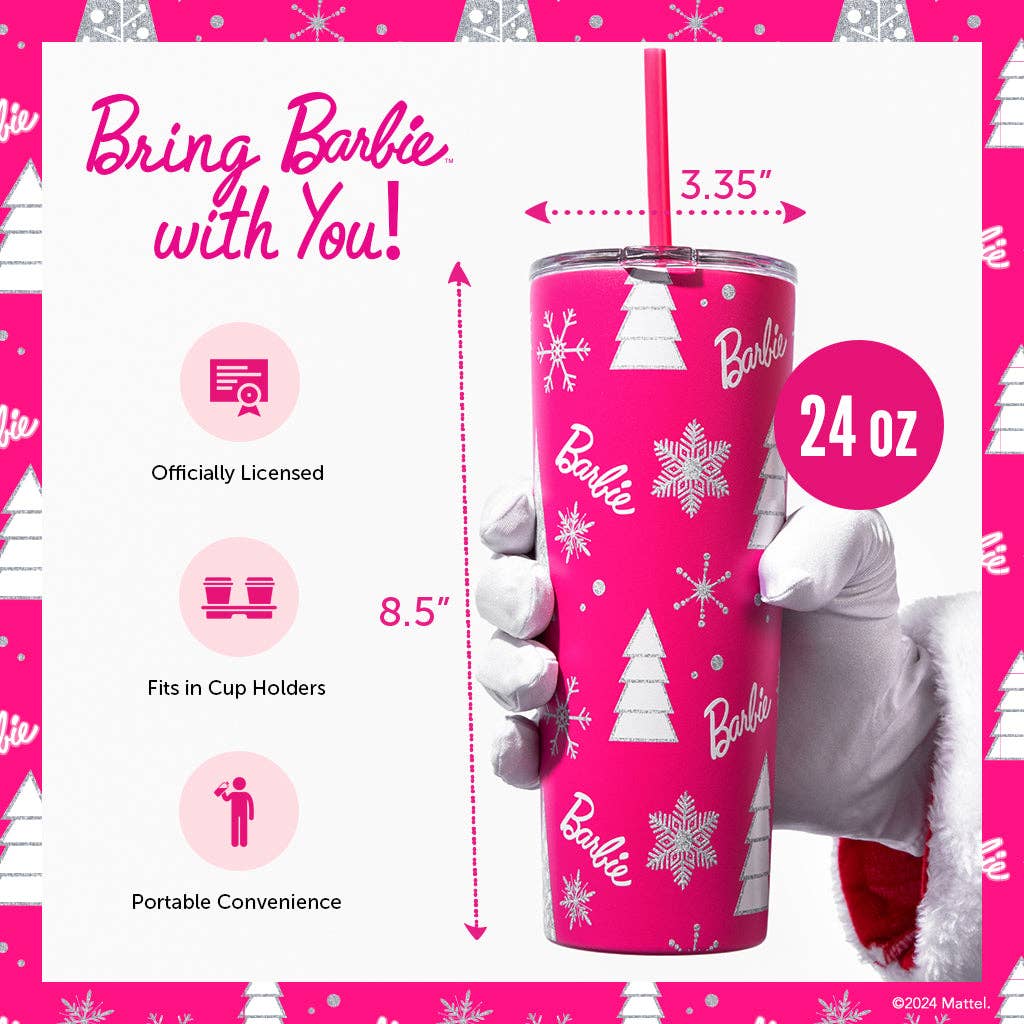 Dragon Glassware - Wholesale Insulated Mug/Tumbler - Barbie™ Pink Christmas Tumbler1