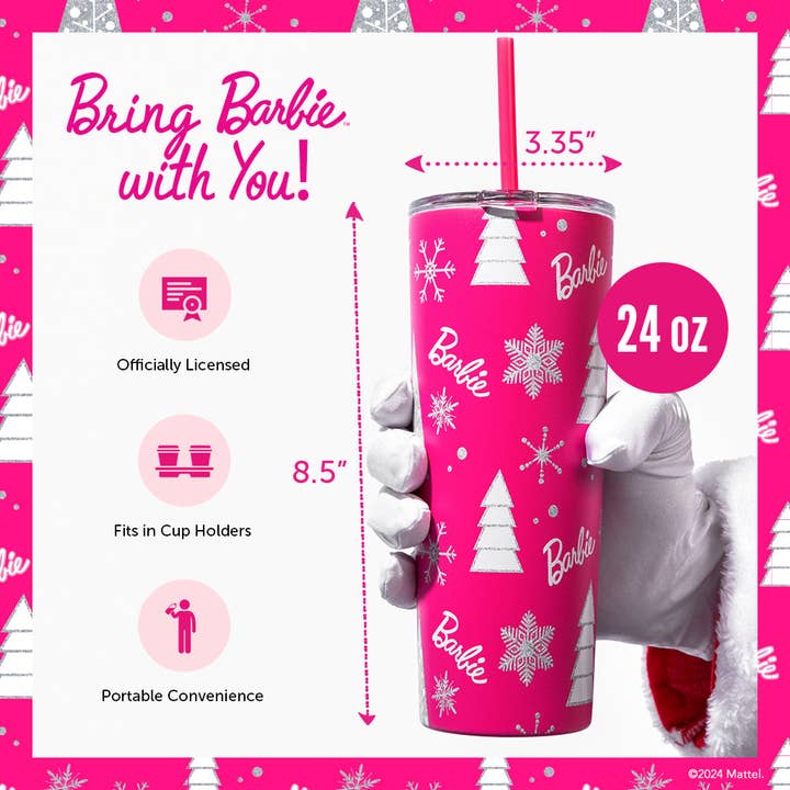 Dragon Glassware - Wholesale Insulated Mug/Tumbler - Barbie™ Pink Christmas Tumbler1