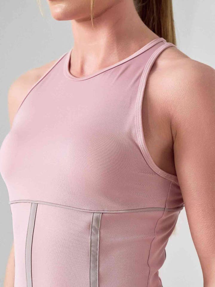 DUSTY PINK LATTE MAI DRESS | Performance Tennis & Pickleball Dress with Mesh Flounce for wholesale on Faire5