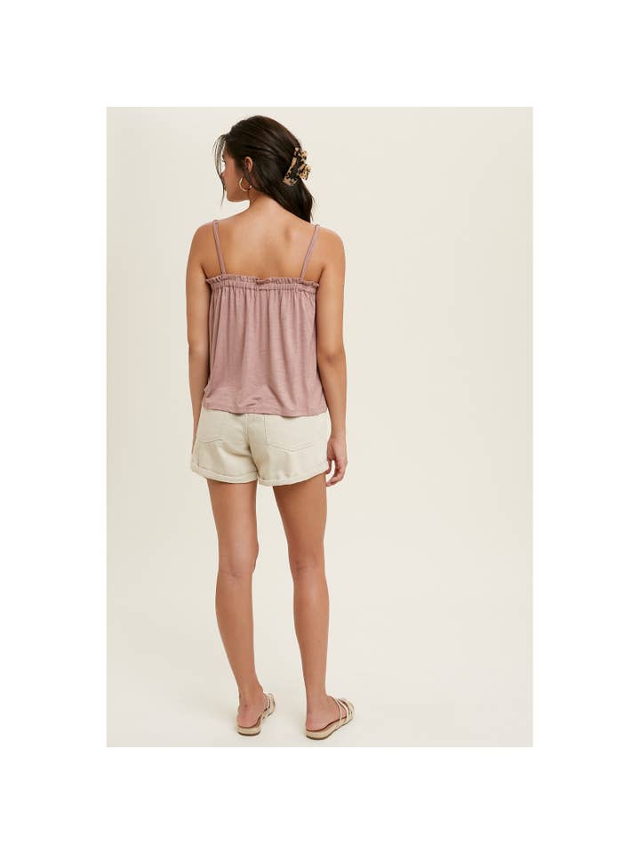 Wishlist Apparel - Wholesale Camisole - Women's - SLUB KNIT CAMI WITH RUFFLE DETAIL / WL22-7146T4