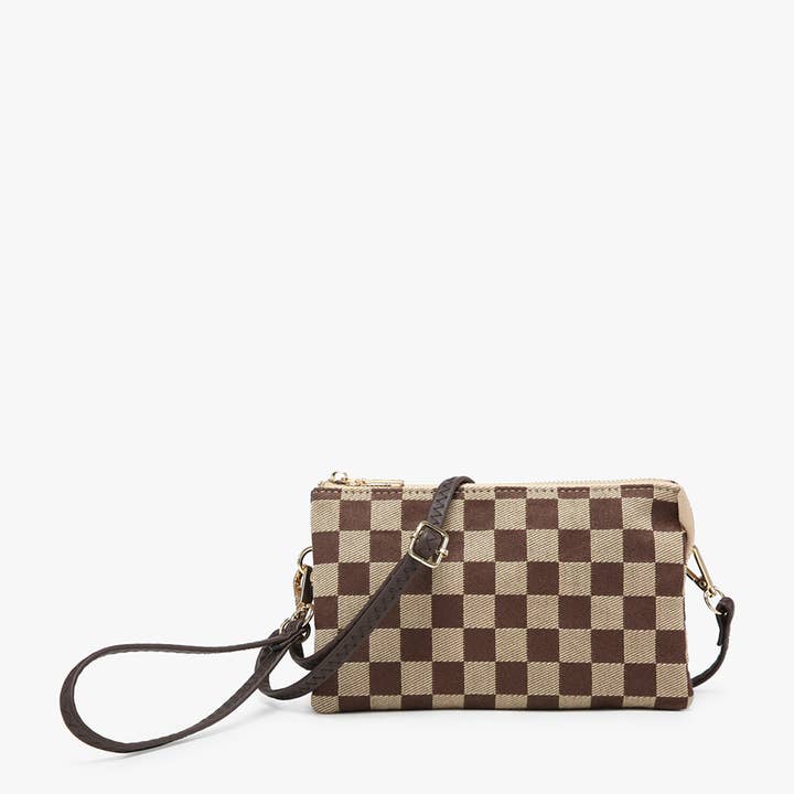 Jen & Co. - Wholesale Crossbody Bag - Women's - M013CHK Riley Checkered 3 Compartment Crossbody/Wristlet