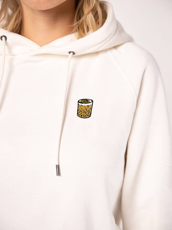 Whisky Sour | Sweat à capuche brodé en coton biologique pour femmes pour la vente par Fashion Drinks