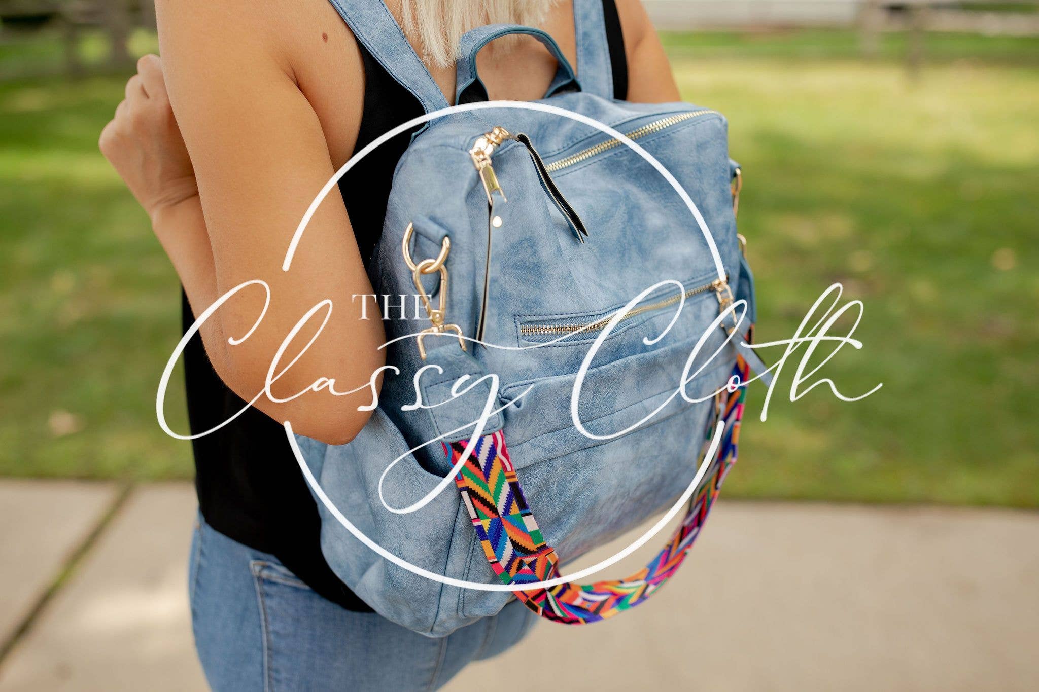 The Classy Cloth WS - Wholesale Backpack - Women's - Chloe Convertible Backpack - Brilliant Blue - Hip Hippie RTS2