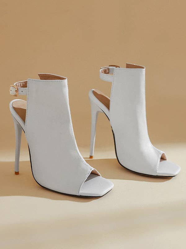 VividLux - Wholesale High Heels - Women's - Belt Buckle Peep Toe Split-Joint Pumps Sandals10