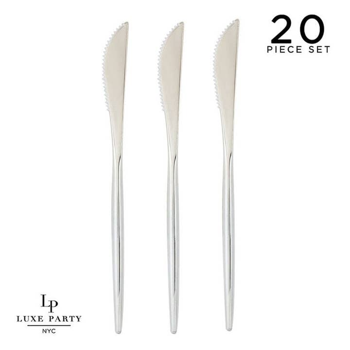 Luxe Party - Venta al por mayor Cuchillo de mesa - Elegantes cuchillos redondos de plata | 20 piezas